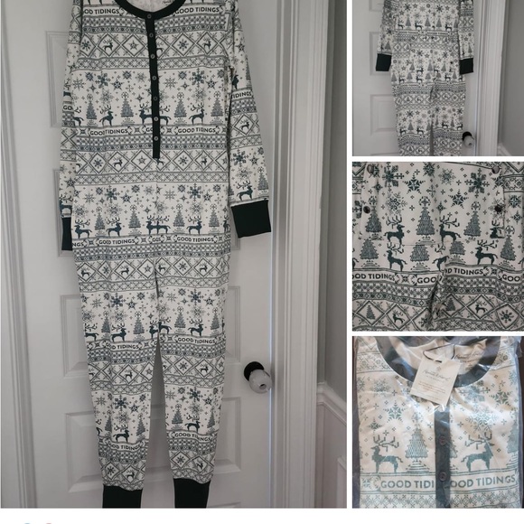 Magnolia Hearth & Home M Union Suit  Green Good Tidings - Picture 3 of 4